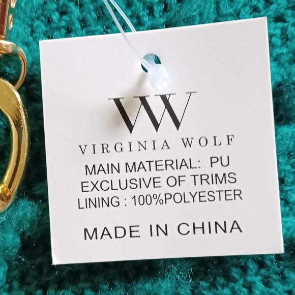 NEW!  Virginia Wolf Black Faux Croc Leather Shoulder Purse - Picture 4 of 5